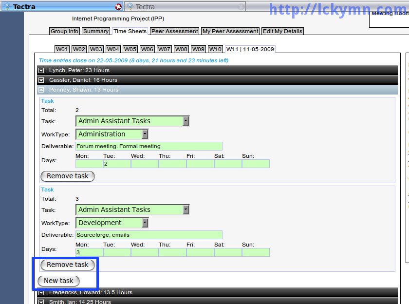 TeCTra - Old Remove Task Buttons and New Task Button The last remove task button is too close to the new task button.