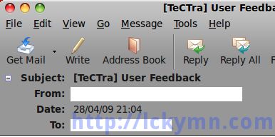 TeCTra User Feedback 02 TeCTra User Feedback Email